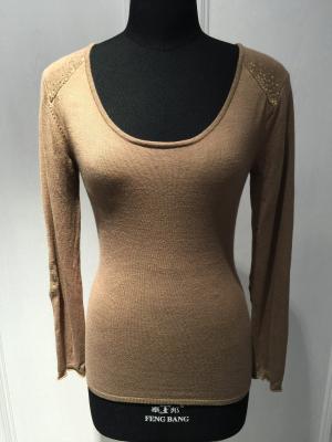 China Silk Cashmere Ladies Pullover Sweaters With Sequin Long Sleeve Round Neck for sale