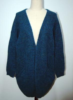 China Womens Knitted Cardigan Long Knitted Coat Open Front With Two Pocket for sale