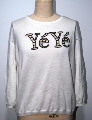 China Ladies Floral Print Sweater , Combed Cotton 2/32s 14gg with Letters Embroidery for sale