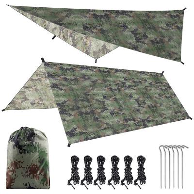 China Extended Type Multifunctional Waterproof Beach Awning Tent Camouflage Canopy Sunshade Sunshade Mat for sale