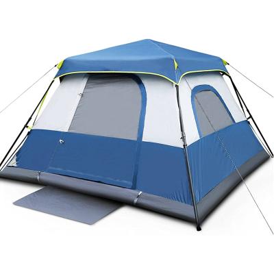 China Extended Type Rainproof And Sun Protection Single Layer Tent Blue Large Portable 6-8 Person Tent for sale