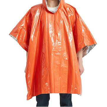 China Emergency Outdoor Disposable Aluminum Film Raincoat Emergency Heat Insulation Double Sided Camping Raincoat for sale