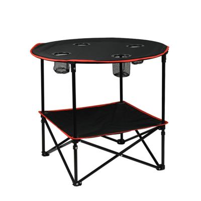 China Modern universal outdoor table round folding double-layer folding steel pipe bracket portable camping table for sale