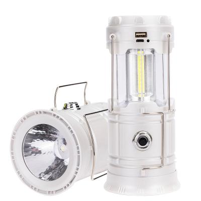 China Camping Portable Lantern 2 in 1 USB Folding Solar Charging Outdoor Retractable Camping Lantern for sale