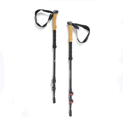 China Outdoor modern carbon fiber cork mountaineering trekking thickened ultra light thickened telescopic pole for sale