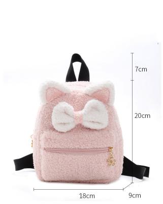 China New Anti-theft Children Plush Backpack Bags Plush Bags School Kids Backpack Cat Ear Style Cute Child School Bag For Kindergarten for sale