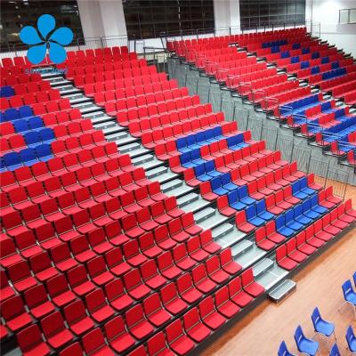 China Mobile Grandstand Fire Retardant Retractable Seating Telescopic Bleachers Seating With Folding Chair For Indoor Gym for sale