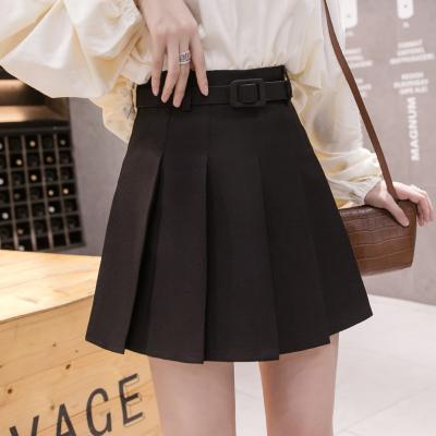 China Plus size Y160# plus size new high waist pleated skirt female external wear a line high short skirt waist black puff skirt for sale