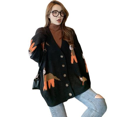 China Y112# Anti-wrinkle Anti-wrinkle sweater women jackets loose coats autumn and winter wear knitted sweater cardigan sweater cardigan the new retro for sale