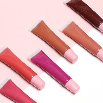 China Waterproof 100% vegan and cruelty free lip gloss hot sale custom your own logo key squeeze lip gloss chain tube for sale