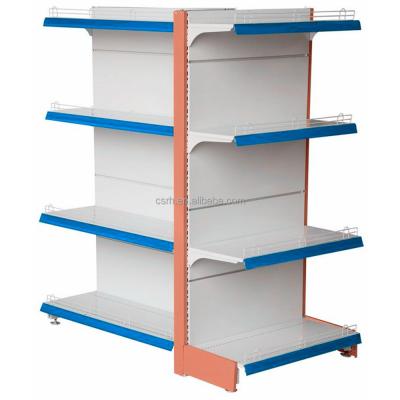 China Double Sided Double Sided Double Layers Plain Steel Back Panel Gondola Supermarket Shelf for sale