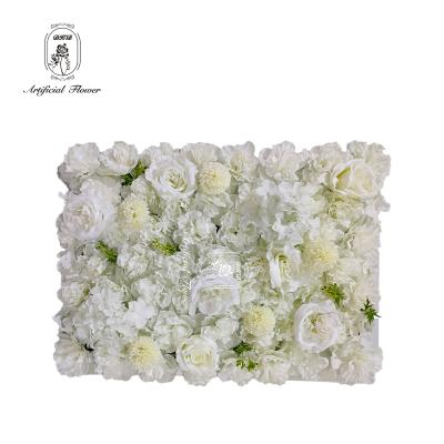 China Decorative Wedding Decoration 40x 60cm Hand Made Silk Flower Panels Artificial Flower Wall Backdrop for sale