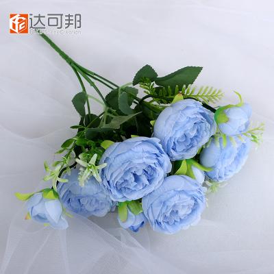 China Beautiful 5 Roses Autumn Hight Quality 5 Persian Roses Gift High End 25cm Colorful Persian Blue Artificial Roses Flowers for sale