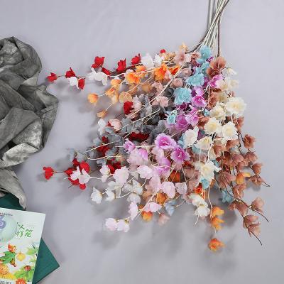 China Beautiful Artificial Flower Colorful Silk Flower Wedding Decoration Five Head French Hibiscus for sale