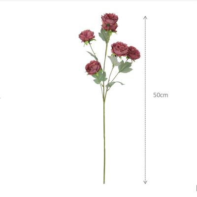 China Hot Selling Hand Made Preserved Artificial Hydrangea 6 Color Peony Flower Head Peony Flower Bouquet Custom Artificial Silk Flowers for sale