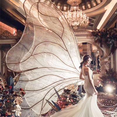 China New iron wedding props iron butterfly backdrop wedding stage large flower window stage butterfly wholesale decorator for sale