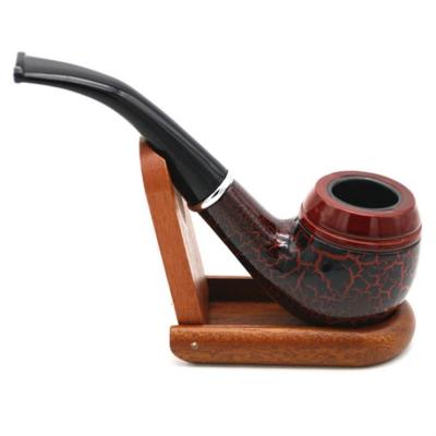 China Wood The factory wholesales wood smoking pipes Vintage red cracked resin tobacco pipe Acrylic cigarette holder for sale