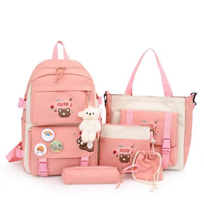 China Waterproof 4 PCS Set Student Girls Backpack Shoulders Bag Primary School Backpack Set For Teenager for sale