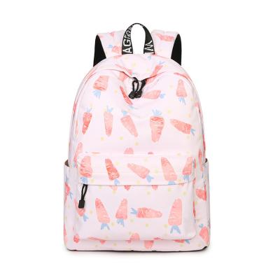 China Other Waterproof Pink Carrot Printing Backpack Women Air Cushion Straps Bookbag Laptop Daily School Bag For Girls for sale