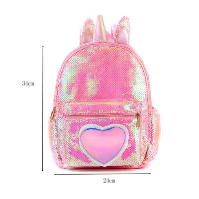 China Cute Waterproof Plush Unicorn Reversible Sequin Backpack Little Kids School Bag for Kindergarten Girls Girl Gifts for sale