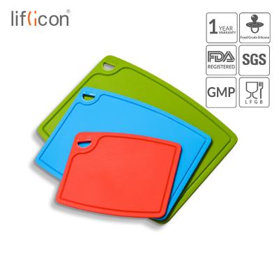 China *Liflicon Viable Color Coding Kitchen Mini Large Flexible Silicone Chopping Board Set Dishwasher Safe for sale