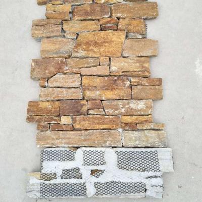 China Traditional Rusty Color Exterior Wall Decoration Cladding Stone Wall Panels for sale