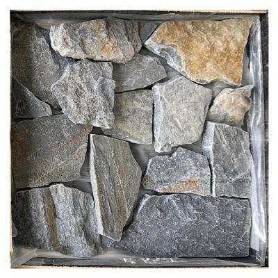 China Cultural Stone Modern Natural Stone Rubble Veneer Landscape Retaining Wall Quartzite Macadam Stone for sale