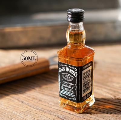 China Small Whiskey Vodka Bottle Tequila High End Rum Glass Empty Liquor Sample Wine Bottles 50ml Mini Beverage Bottles for sale