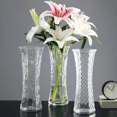 China Decorative Clear Glass Flower Vases Wedding Contemporary Large Cylinder Cylinder Vases For Home Decor for sale