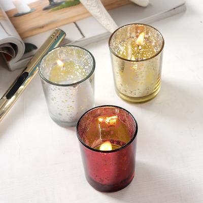 China Home Decoration Plated Unique Container Holders Vessels For Candle Making Empty Glass Candle Jars for sale