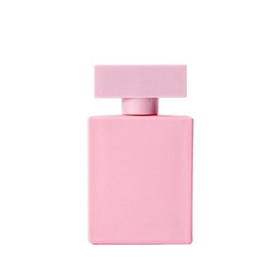 China Luxury 30ml 50ml 100ml Spray Rose Cosmetic Empty Rectangle Refillable Glass Perfume Bottles for sale