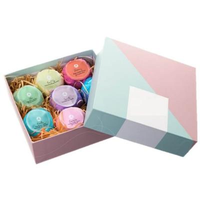 China OEM Recyclable Customized Skin Care Lid Box Rainbow Clouds 2 Piece Bath Bombs Gift Box Soap Set Packaging Boxes With Divider for sale