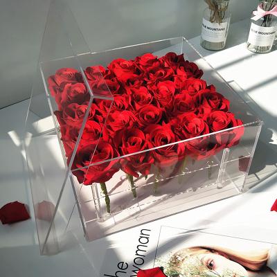 China Large Size Clear Acrylic Custom Holes Recycled Rose Gift Flower Box Acrylic Box 25 Best Quality Wholesale from NAXILAI Materials for sale