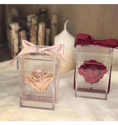 China NAXILAI durable custom mini acrylic rose box, clear single rose box, square acrylic box for flower for sale