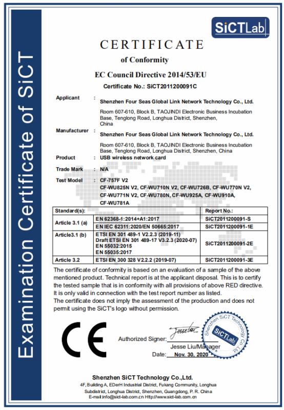 CE - Shenzhen Sihaijialan Electronic Technology Co., Ltd.