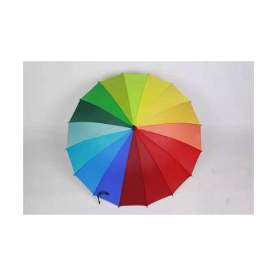 China Promotional Good Quality Multi Colors 16k Ribs Large Rainbow Ribbed Ladies Girl Women Girl Straight Multi Golf Umbrella for sale