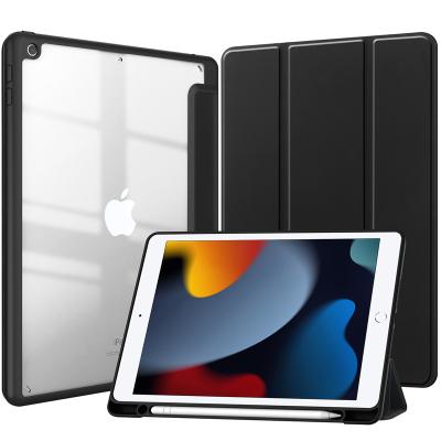 China IPad10.2 suitable for iPad9 2021 case 10.2 inch acrylic transparent leather case protective tablet protective case for sale