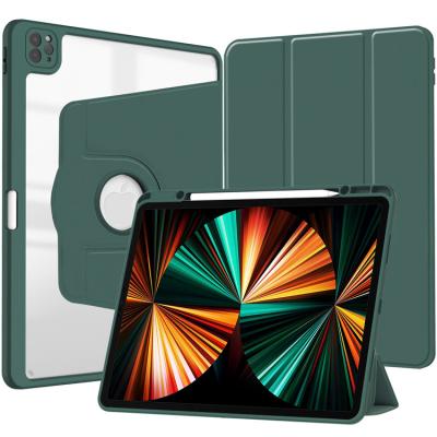 China iPad Pro12.9 for pro 12.9 2021/2020/2018 ipad protective sleeve 360 ​​degree rotation shockproof leather case for tablet acrylic transparent for sale