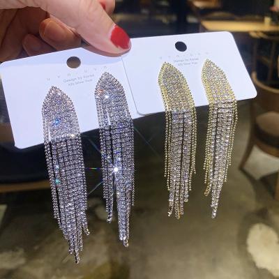 China European and American Durable Diamond Tassel Earrings Fashion S925 Silver Needle Tassel Earrings for Girl for sale