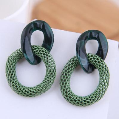 China High Quality Korean Fashion Exaggerate Earring Acrylic Mesh Earings Round Color Chain Earrings for sale