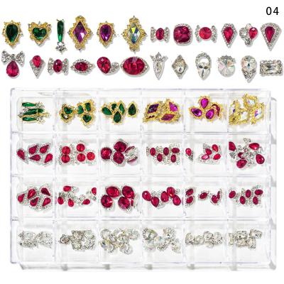 China Nail Art Decoration 24 Grids Colorful Pom Pom Nail Decoration Rhinestone Crystal Nail Art Jewelry Set for sale