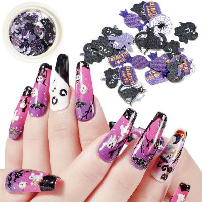 China Glitter Nail Slices Slice Decals Fake Nail Pumpkin Glitter Halloween Christmas Nail Art Decorations for sale