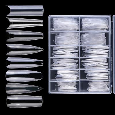 China Nail tips; xxl nail tips 8 shapes 200/240 pcs box nail XXL square T coffin ballerina almond nail salon stiletto tip for sale