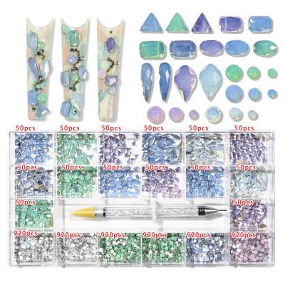 China Nail Beauty Glass Square Round Cut Crystal Ornament Nail Art Stones Opal Rhinestones Rhinestones for sale