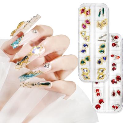 China Nail Accessories AB Gold Red Green White Diamond Nails Crystals Rhinestones Alloy Nail Art Jewelry for sale