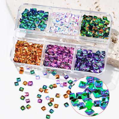 China Nail Glitter 6 Colors Gradient Square Diamond Flower Decorations Nail Art Mini Glitter Sequin for sale