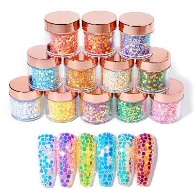 China Nail Sequins Glitter 12 Colors Holographic Mirror Glitter Glitter Irregular Glitter Nail Art Round Shape Mirror Glitter for sale