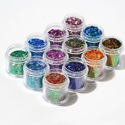 China Nail Glitter Powder Laser Hexagon Glitter Dye Chameleon Nail Powder Holographic Shiny Glitter for sale