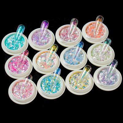 China Nail Laser Powder Chrome Mermaid Holographic Mirror Glitter Aurora Opal Glitter Powder Decorations Nail Art Flakes for sale