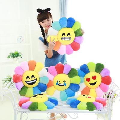 China Gift Sun Flower Expression Pillow Fashion Rainbow Children's Plush Toys Children's Birthday Gift for sale